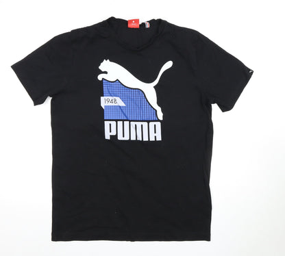 Puma Men's Black Graphic Print T-Shirt, Medium