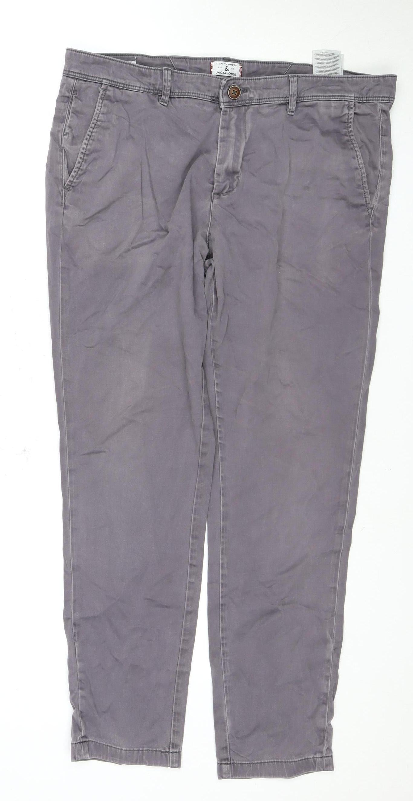Jack & Jones Men's Grey Chino Trousers Size 34