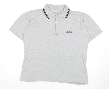 Ellesse Men's Grey Polo, M, Cotton, Short Sleeve