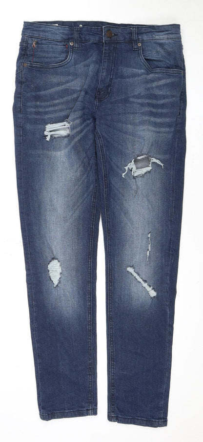 Mens UK Size 32 Ringspun Regular Fit Straight Blue Jeans