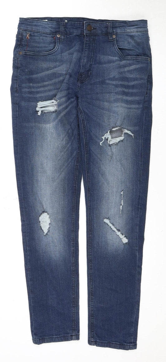 Mens UK Size 32 Ringspun Regular Fit Straight Blue Jeans