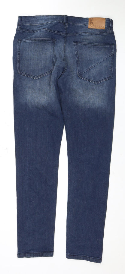 Mens UK Size 32 Ringspun Regular Fit Straight Blue Jeans