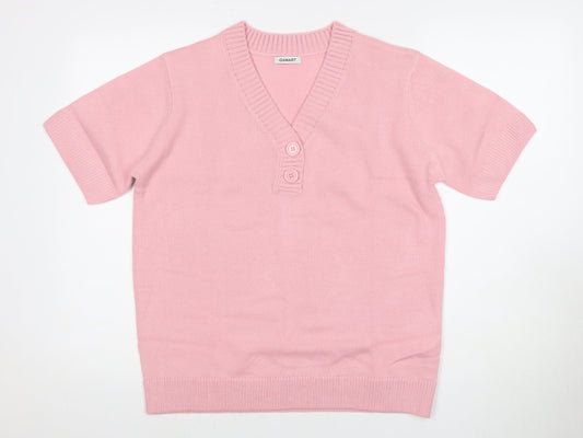 DAMART Women's Pink V-Neck Henley Jumper L