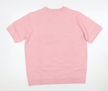 DAMART Women's Pink V-Neck Henley Jumper L