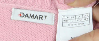 DAMART Women's Pink V-Neck Henley Jumper L