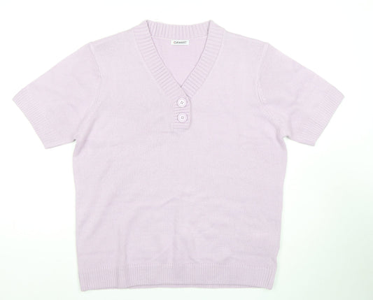 Damart Women's Purple Henley V-Neck Jumper Size 18/20