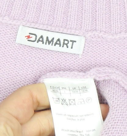 Damart Women's Purple Henley V-Neck Jumper Size 18/20