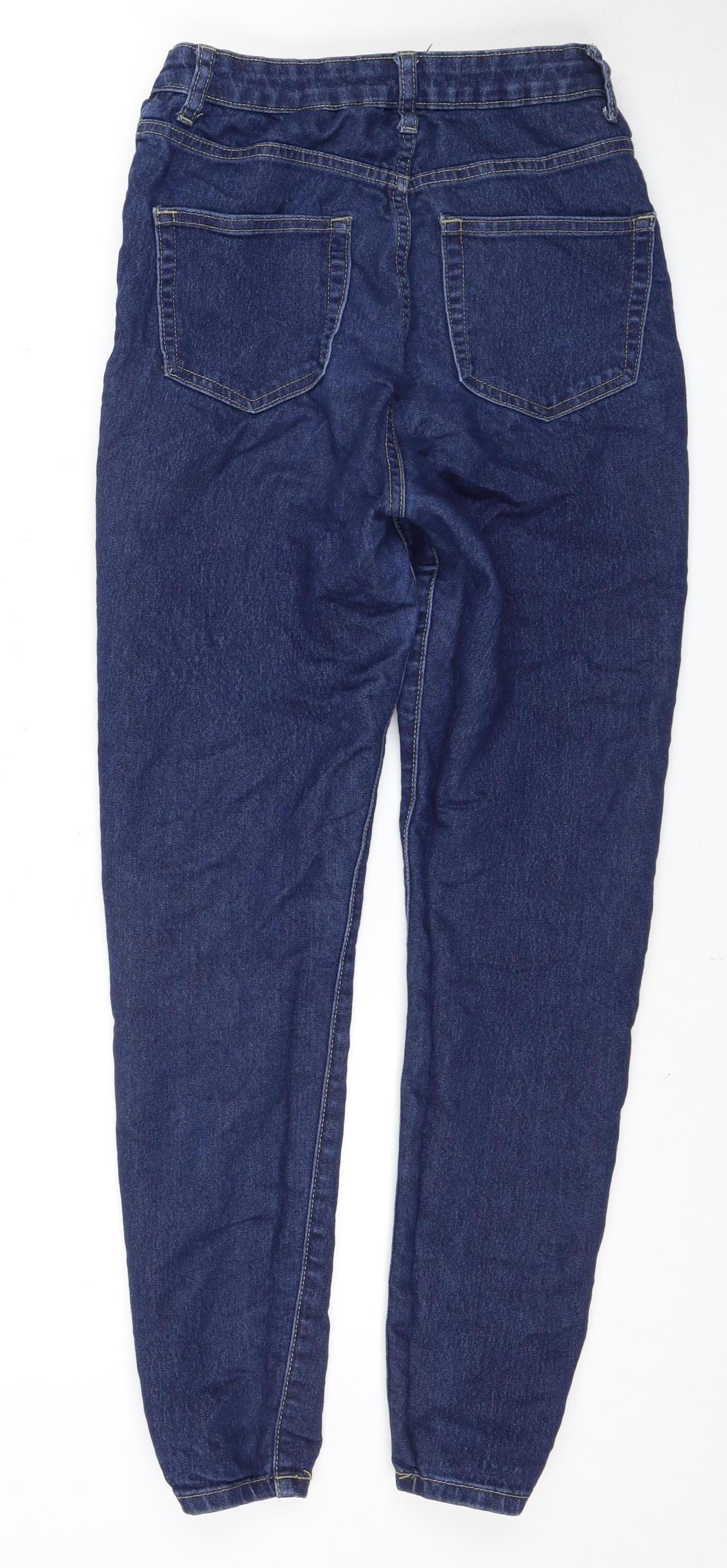 Boohoo Women’s Blue Skinny Jeans, Size 10, Button Accent