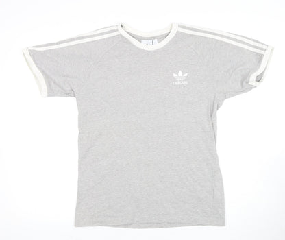 Adidas Men's Grey Cotton Short Sleeve T-Shirt S