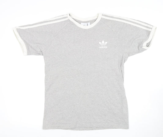 Adidas Men's Grey Cotton Short Sleeve T-Shirt S