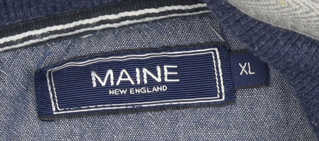 Maine New England Men's XL Grey Collared Pullover Jumper