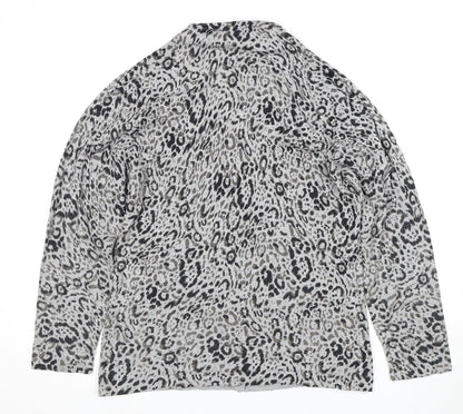 TIGI Wear Women's Grey Animal Print Cardigan Size 10