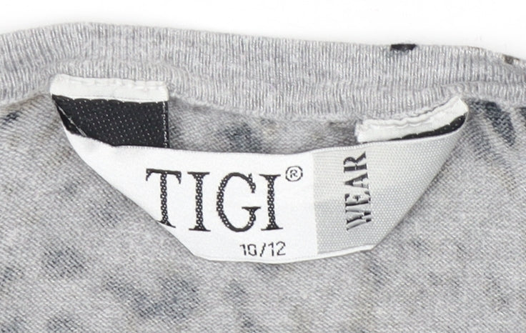 TIGI Wear Women's Grey Animal Print Cardigan Size 10