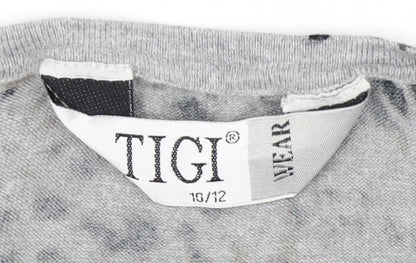 TIGI Wear Women's Grey Animal Print Cardigan Size 10