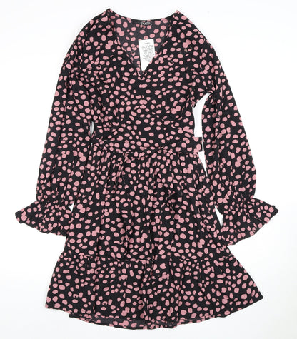 Quiz Women's Black Polka Dot A-Line Dress Size 6