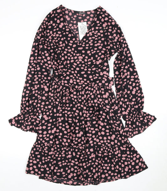 Quiz Women's Black Polka Dot A-Line Dress Size 6