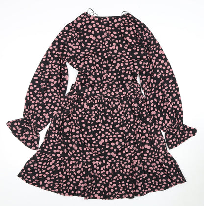 Quiz Women's Black Polka Dot A-Line Dress Size 6