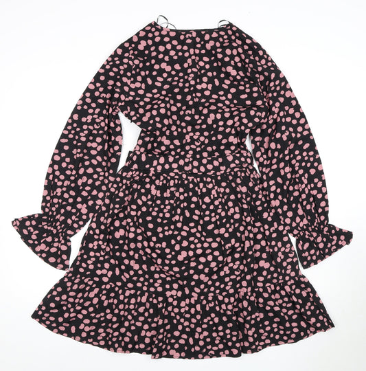 Quiz Women's Black Polka Dot A-Line Dress Size 6