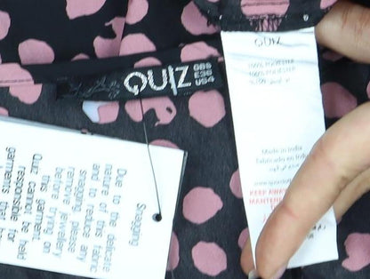 Quiz Women's Black Polka Dot A-Line Dress Size 6