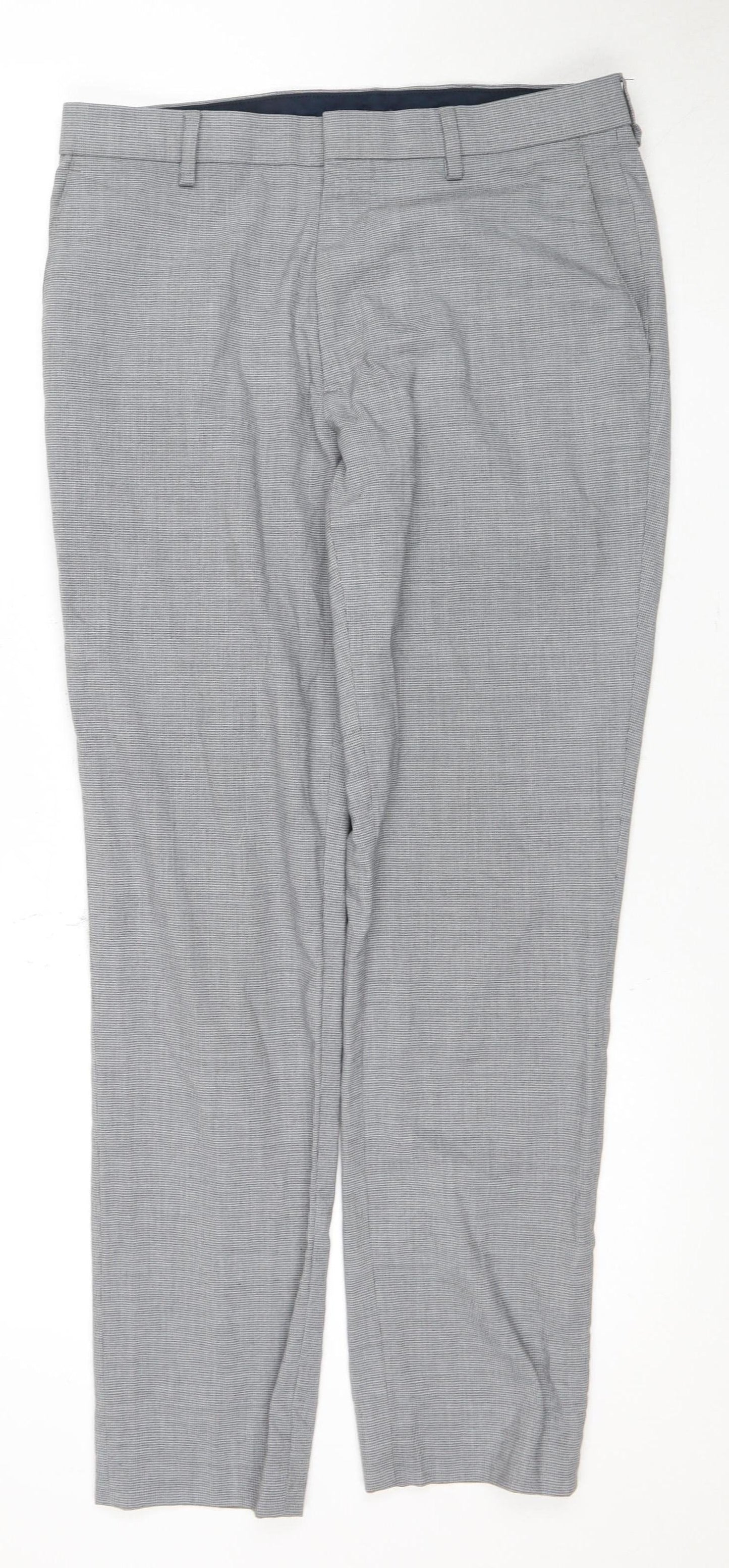 Marks and Spencer Men's Grey Slim Fit Trousers, Size 32