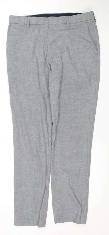 Marks and Spencer Men's Grey Slim Fit Trousers, Size 32
