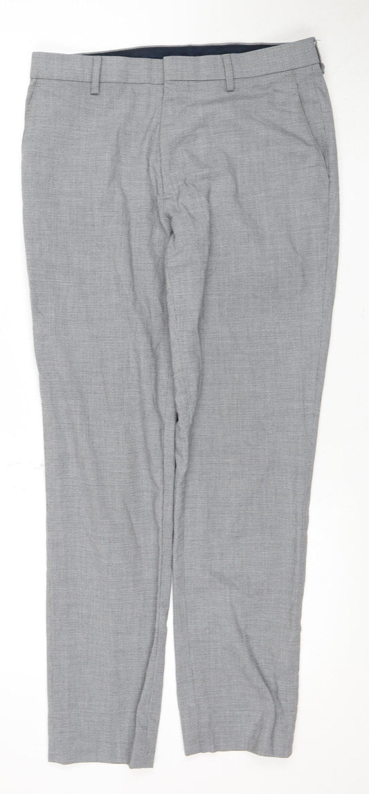 Marks and Spencer Men's Grey Slim Fit Trousers, Size 32