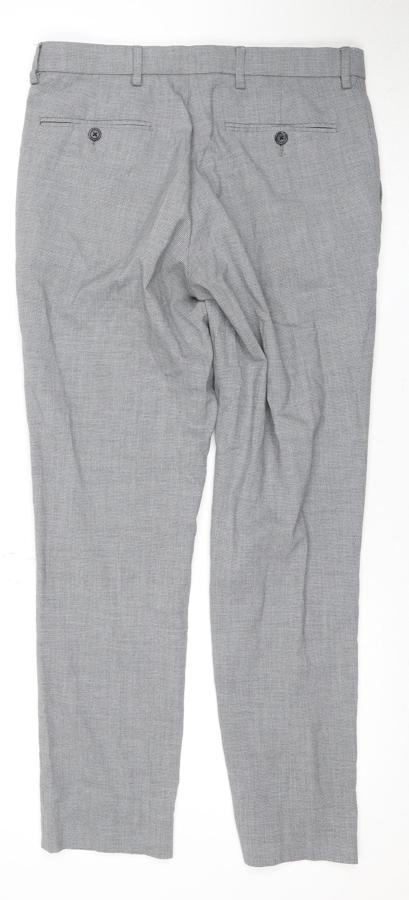 Marks and Spencer Men's Grey Slim Fit Trousers, Size 32
