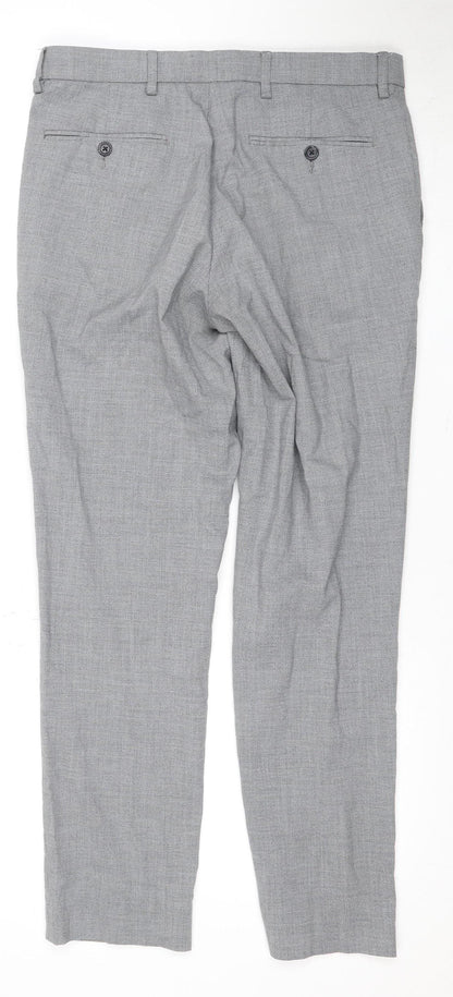Marks and Spencer Men's Grey Slim Fit Trousers, Size 32