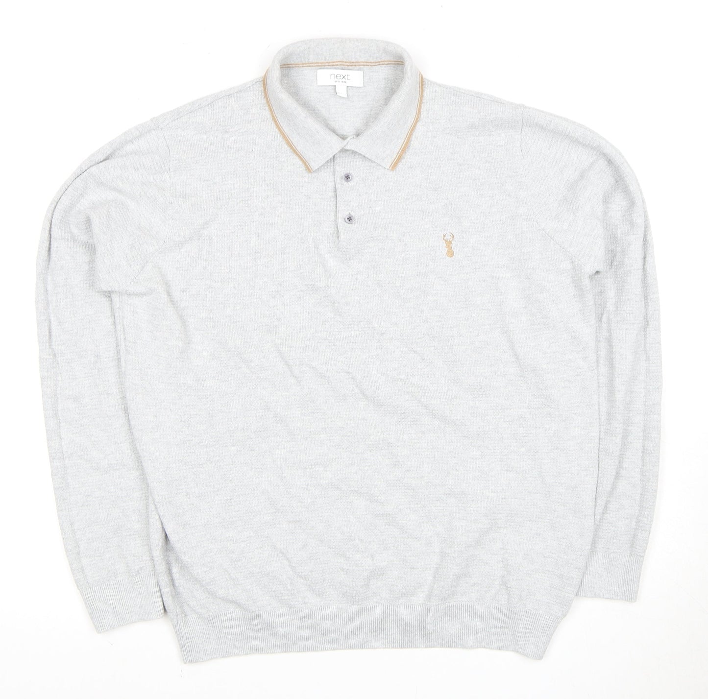 Next Men's Grey Collared Pullover Jumper L