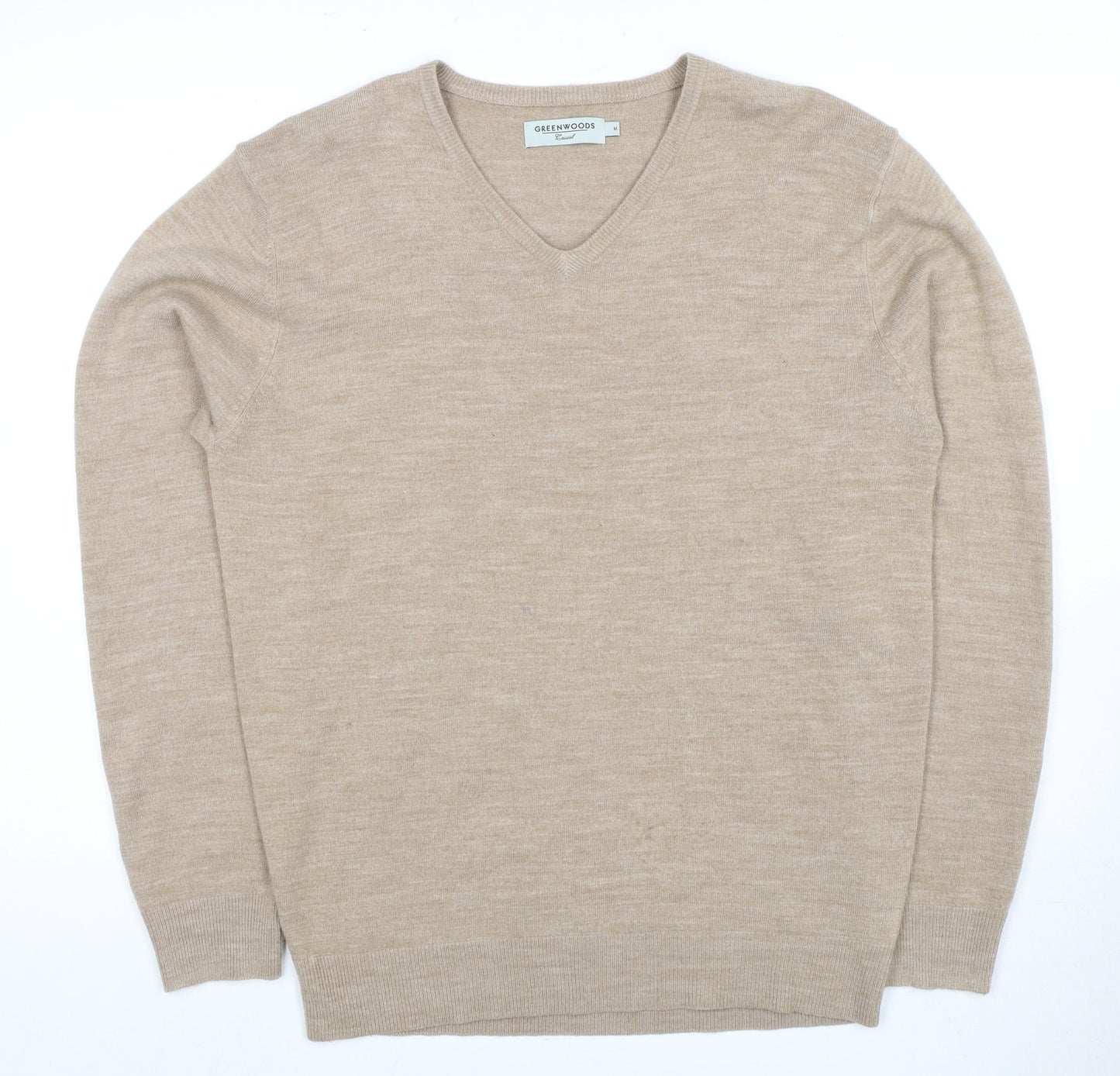 Greenwoods Beige V-Neck Acrylic Men's Jumper M