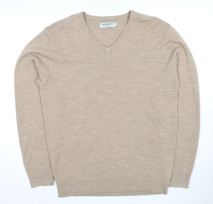 Greenwoods Beige V-Neck Acrylic Men's Jumper M