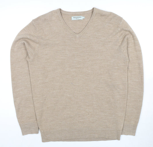 Greenwoods Beige V-Neck Acrylic Men's Jumper M