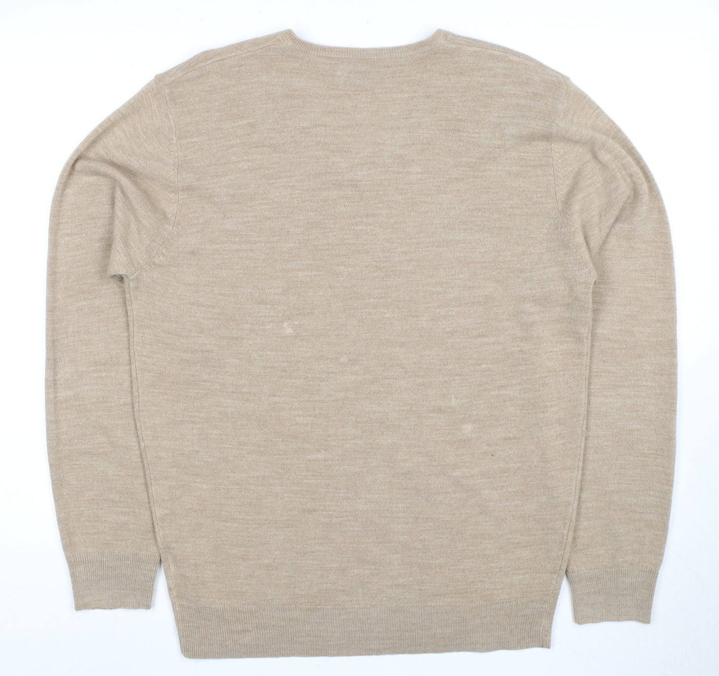 Greenwoods Beige V-Neck Acrylic Men's Jumper M