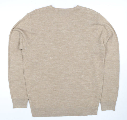 Greenwoods Beige V-Neck Acrylic Men's Jumper M