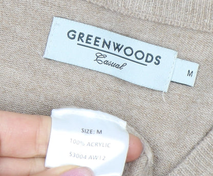 Greenwoods Beige V-Neck Acrylic Men's Jumper M