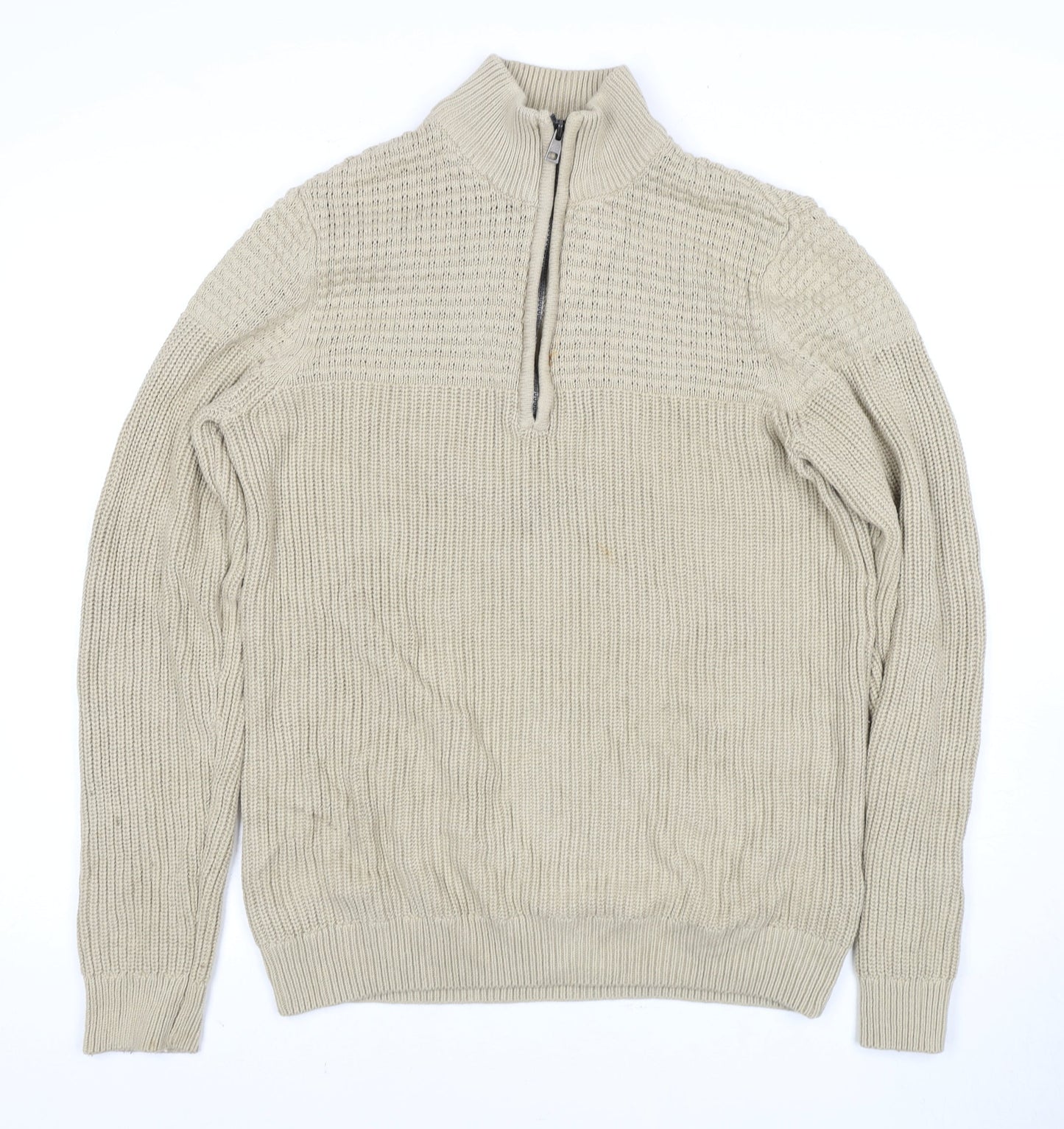 Blend Men's Beige Waffle-Knit Pullover M