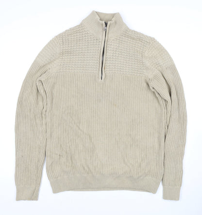 Blend Men's Beige Waffle-Knit Pullover M