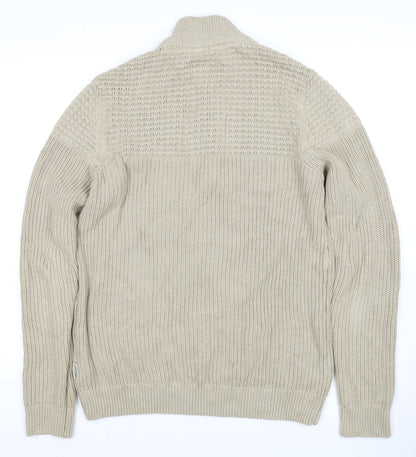 Blend Men's Beige Waffle-Knit Pullover M