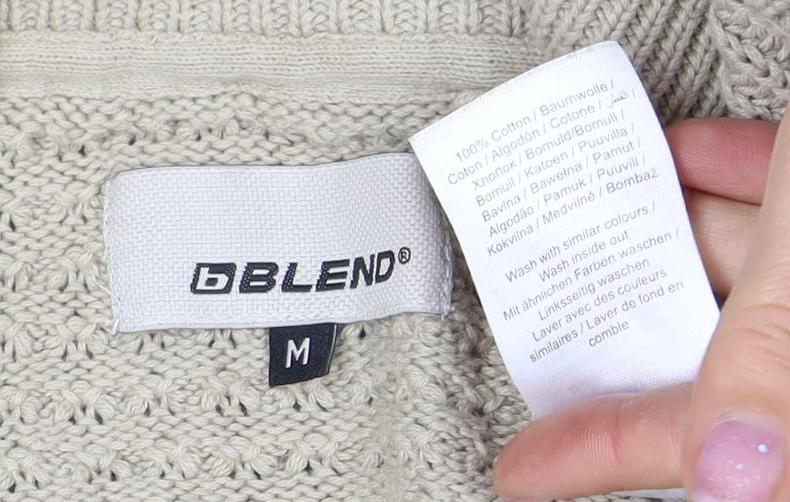 Blend Men's Beige Waffle-Knit Pullover M