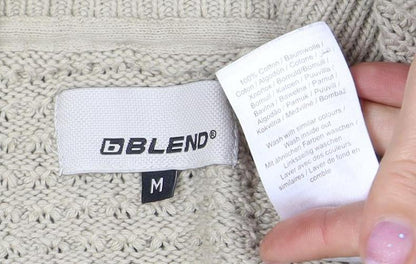 Blend Men's Beige Waffle-Knit Pullover M