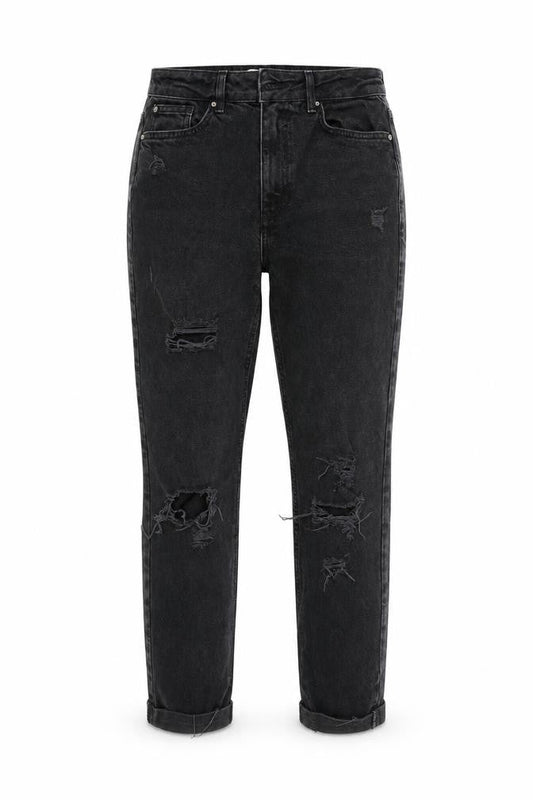 Front view of New Look Black Skinny Jeans Teens, size 13, Distressed