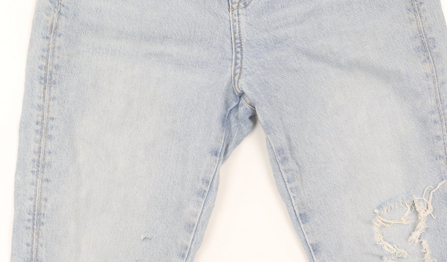 Zara Women's Blue Straight Jeans Size 8, Distressed