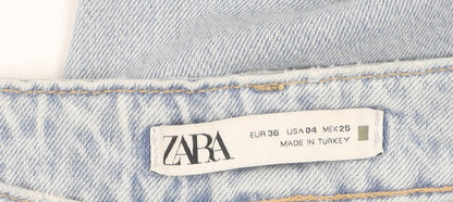 Zara Women's Blue Straight Jeans Size 8, Distressed