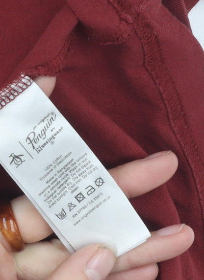 Original Penguin Men's Red Cotton T-Shirt, Size M