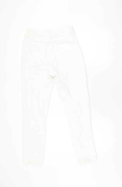 Topshop Women's White Distressed Mom Jeans Size 8
