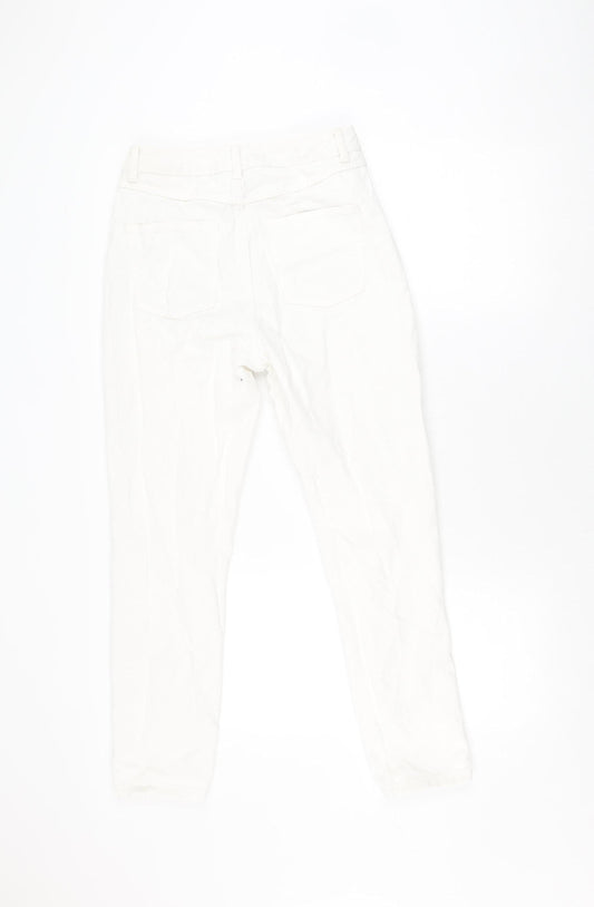 Topshop Women's White Distressed Mom Jeans Size 8