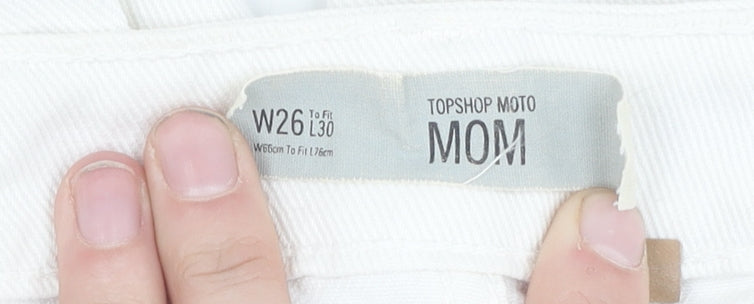 Topshop Women's White Distressed Mom Jeans Size 8