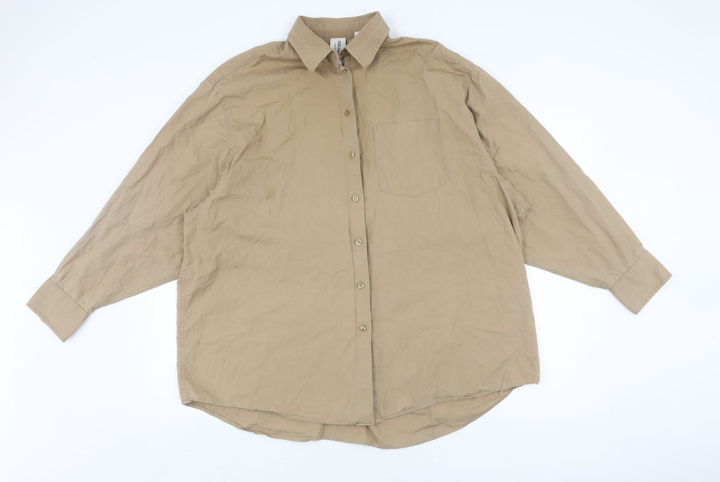 Womens UK Size 12 COLLUSION Beige Basic Button-Up