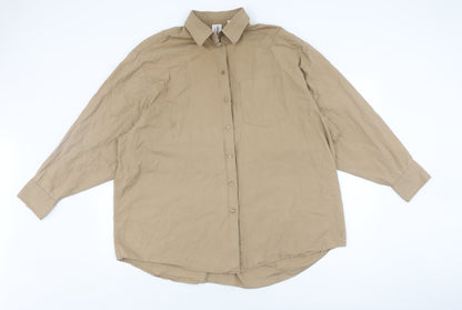 Womens UK Size 12 COLLUSION Beige Basic Button-Up