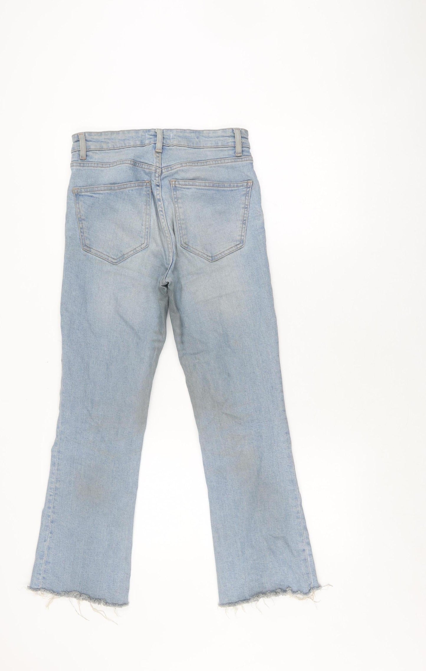 Zara Women's Blue Straight Jeans Size 8 with Fringe